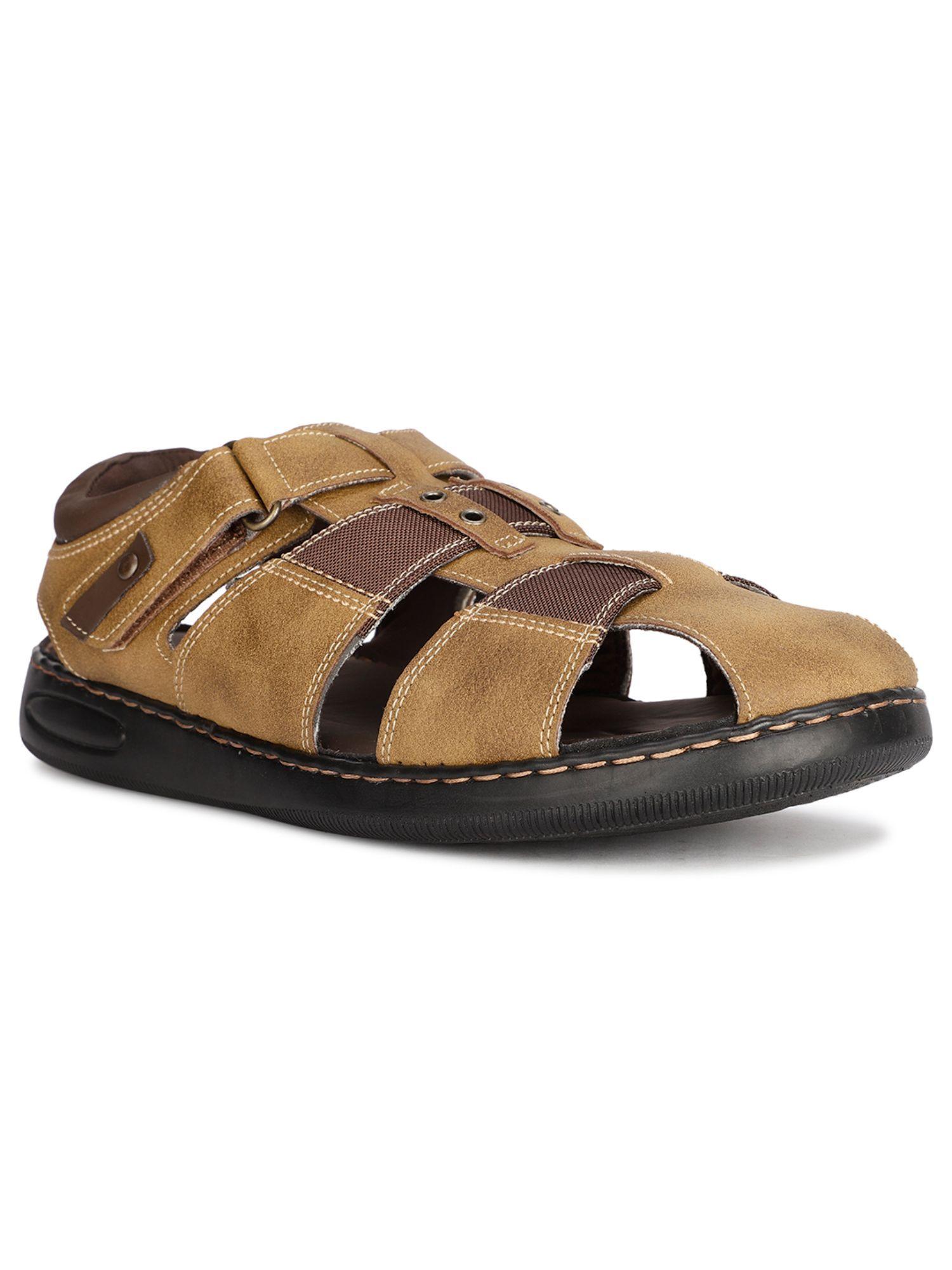 mens tan velcro casual sandals