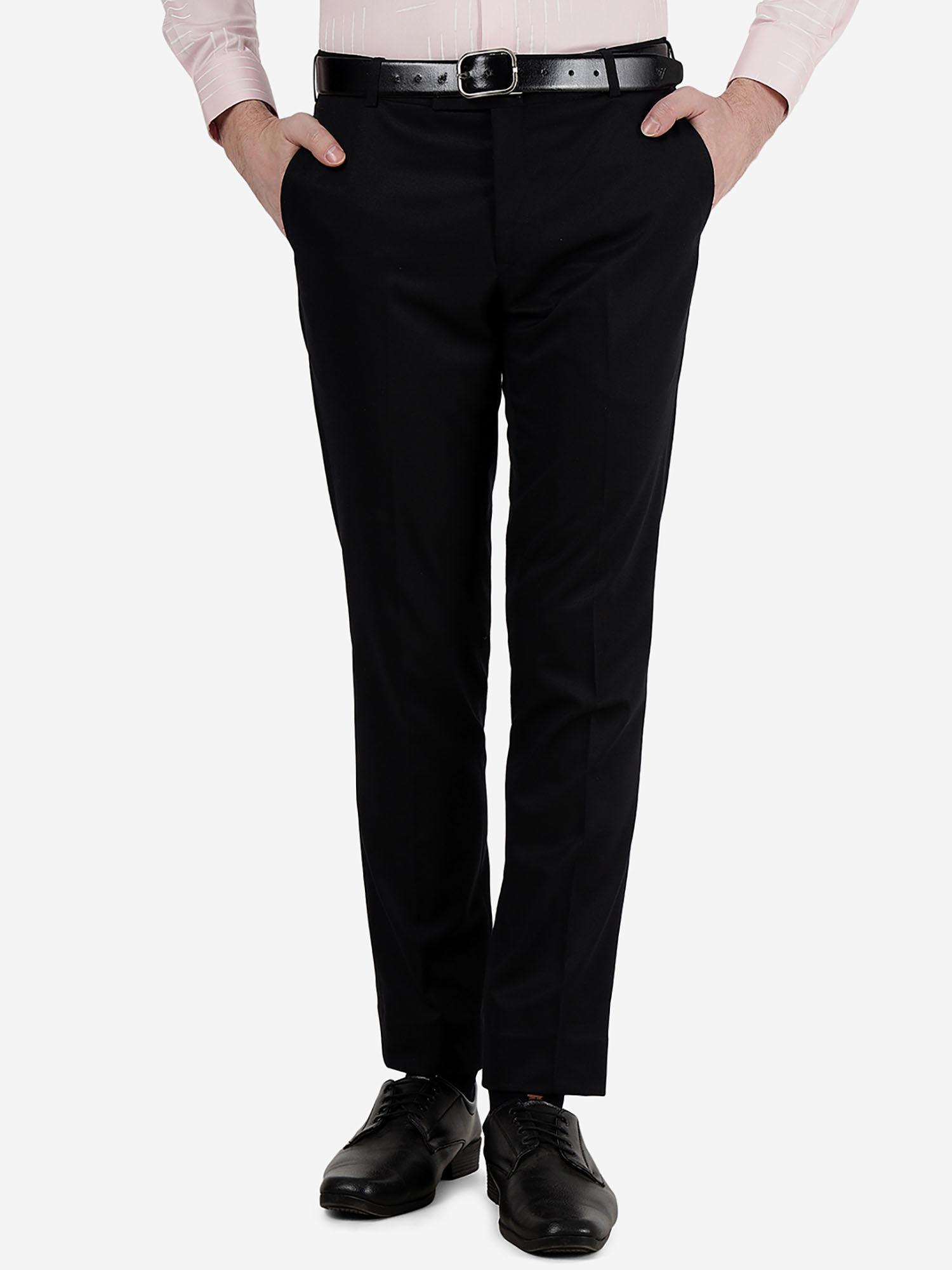 mens terry reyon solid black super slim fit formal trouser