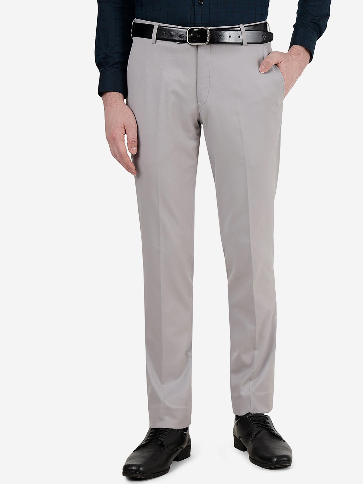 mens terry reyon solid light grey super slim fit formal trouser