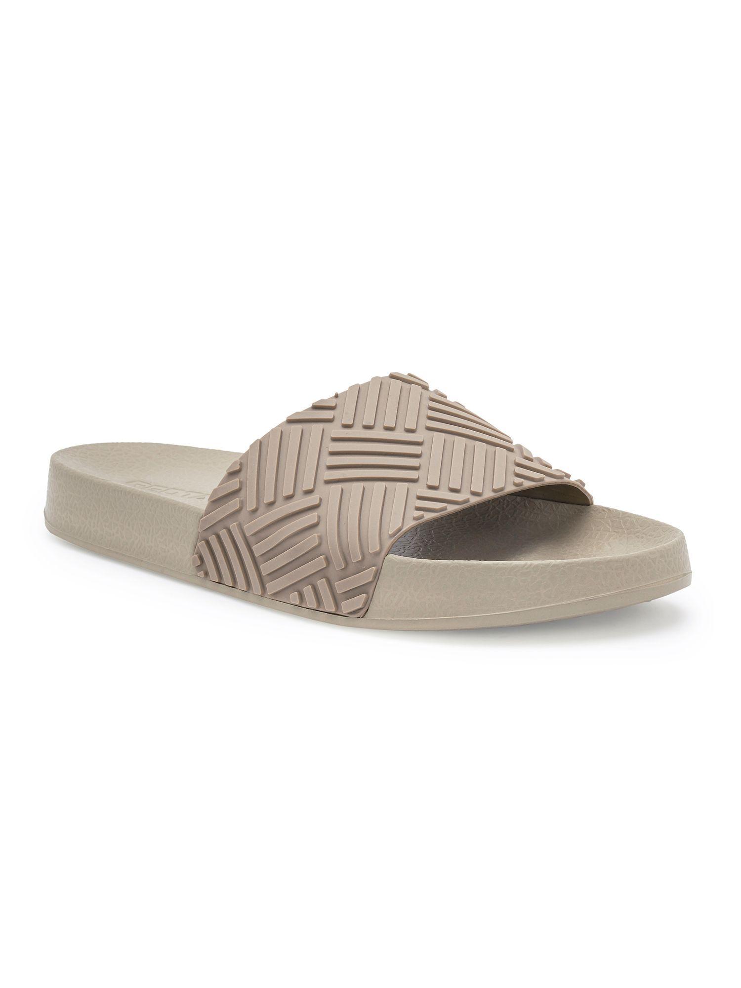 mens textured beige sliders