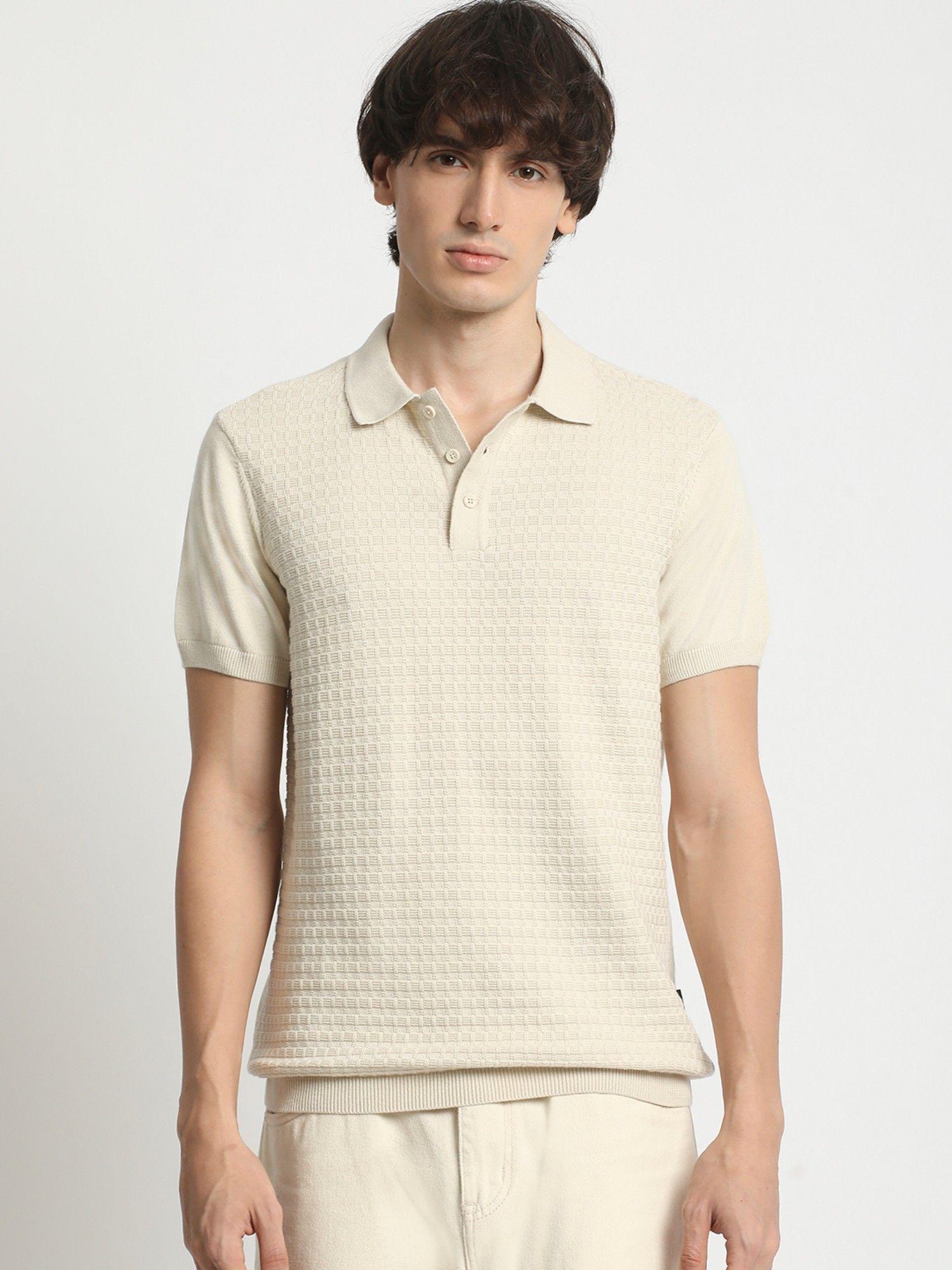 mens textured regular fit polo t-shirt