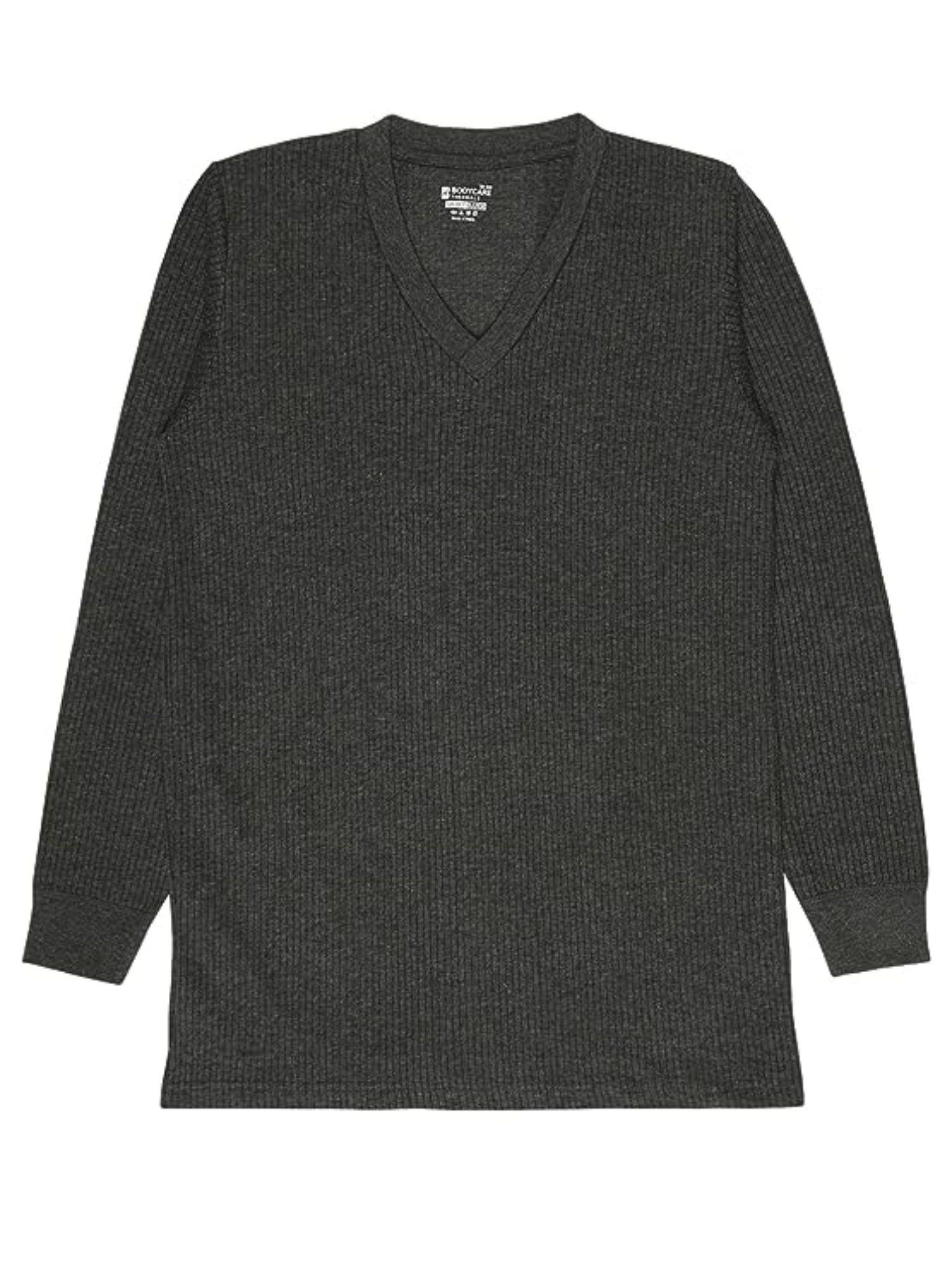 mens thermal top v neck full sleeves grey