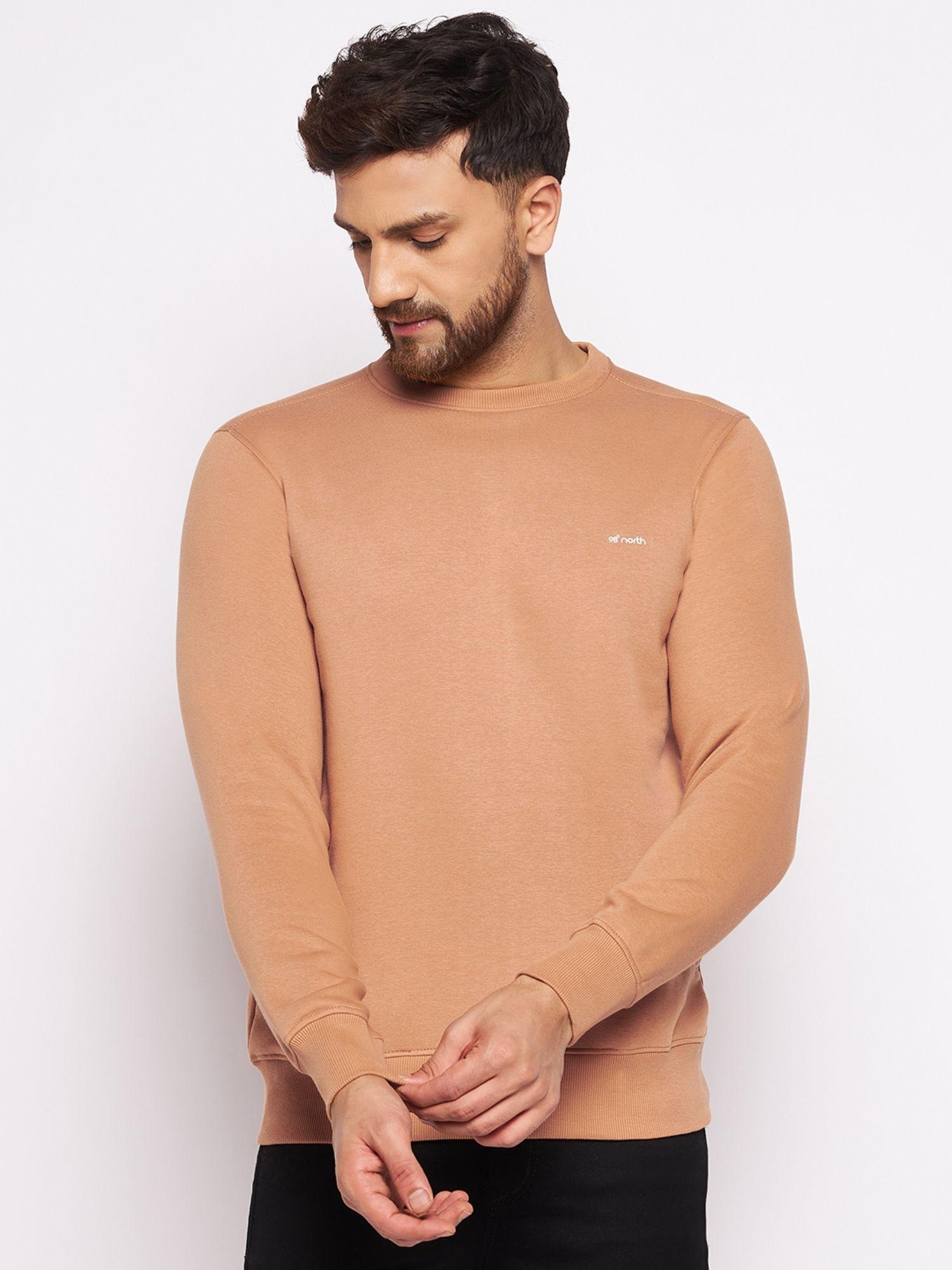 mens three thread cotton fleece round neck sweatshirt