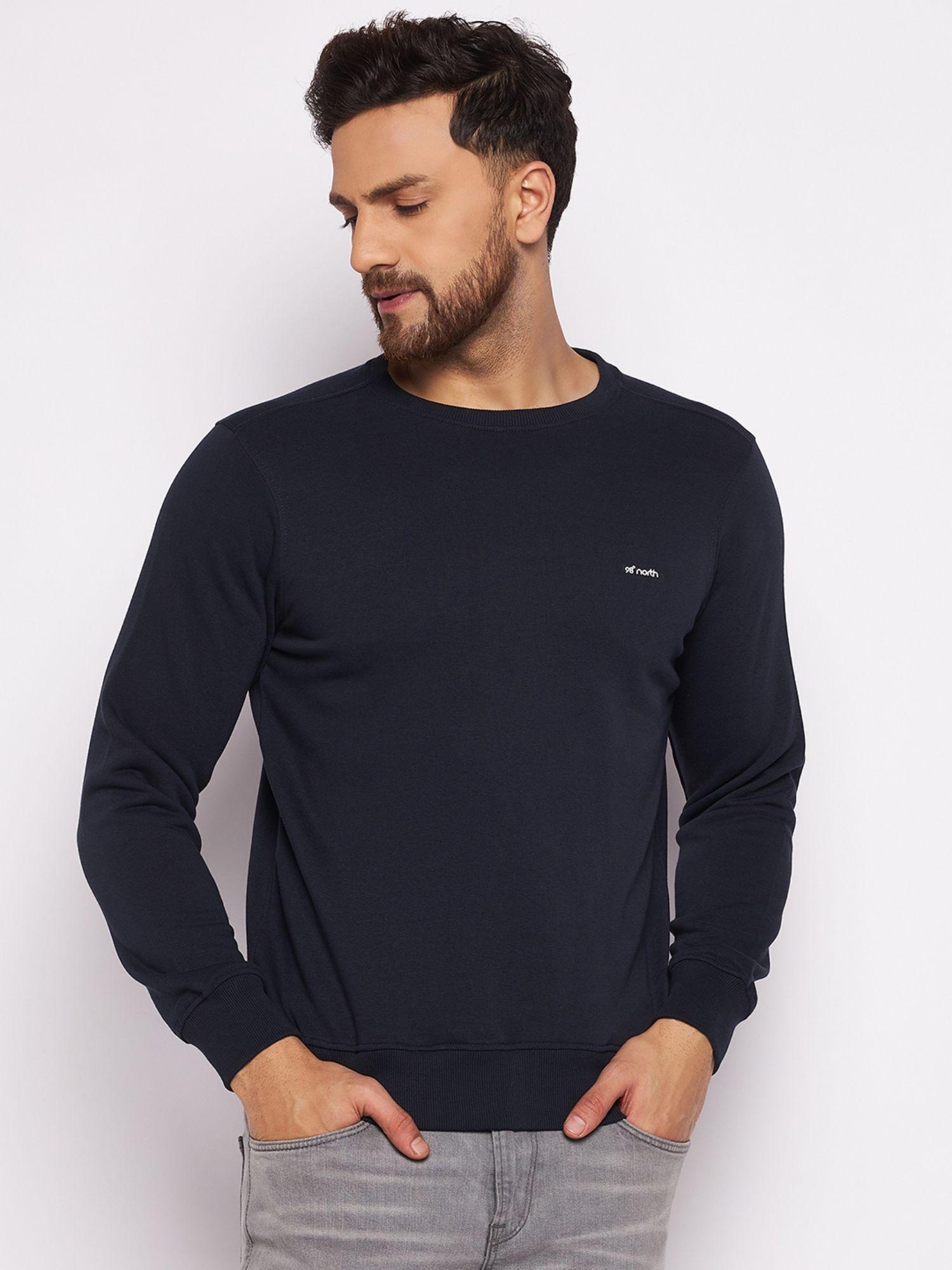 mens three thread cotton fleece round neck sweatshirt