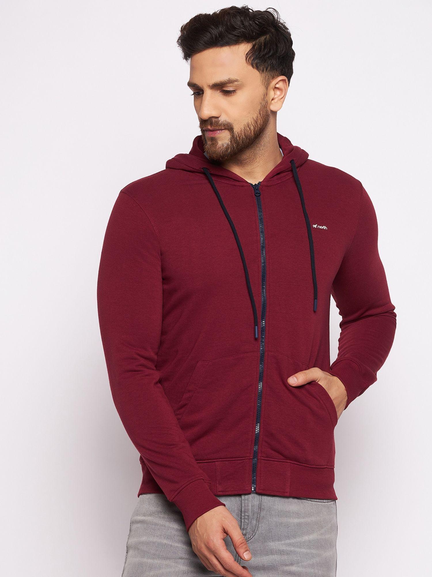 mens three thread cotton fleece zipper hoodie