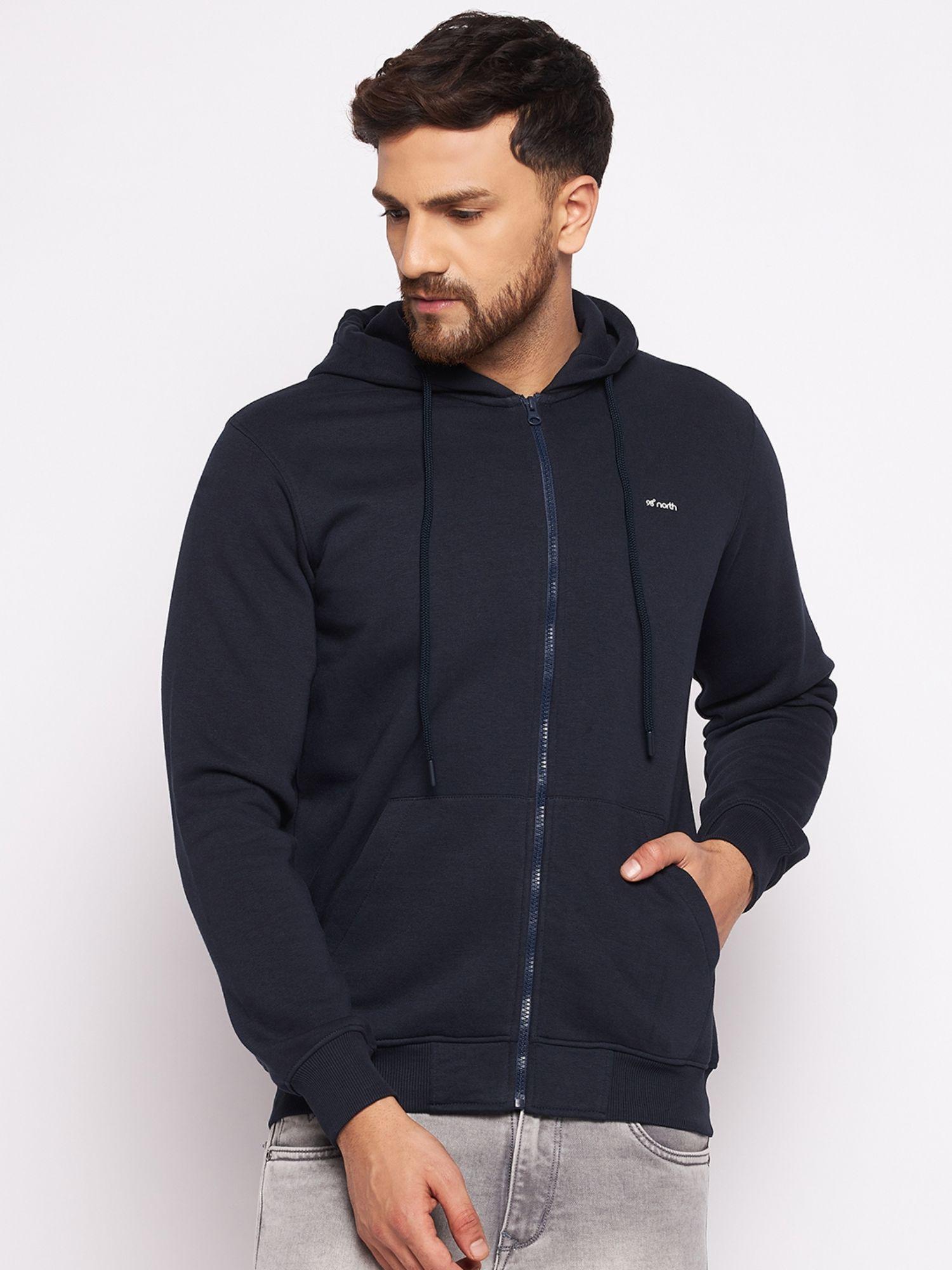 mens three thread cotton fleece zipper hoodie