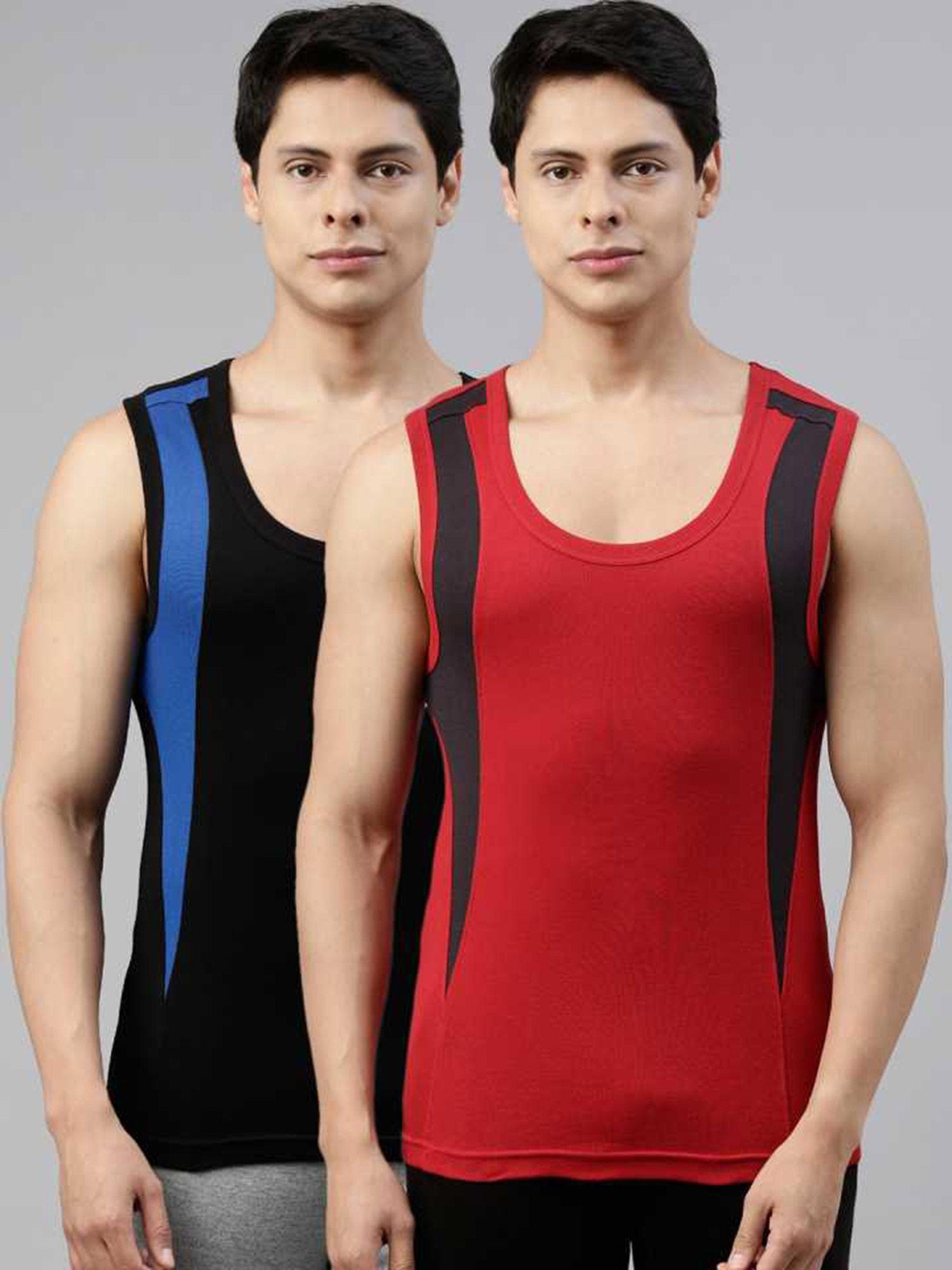 mens trendy fashion vest body fit solid innerwear (pack of 2)