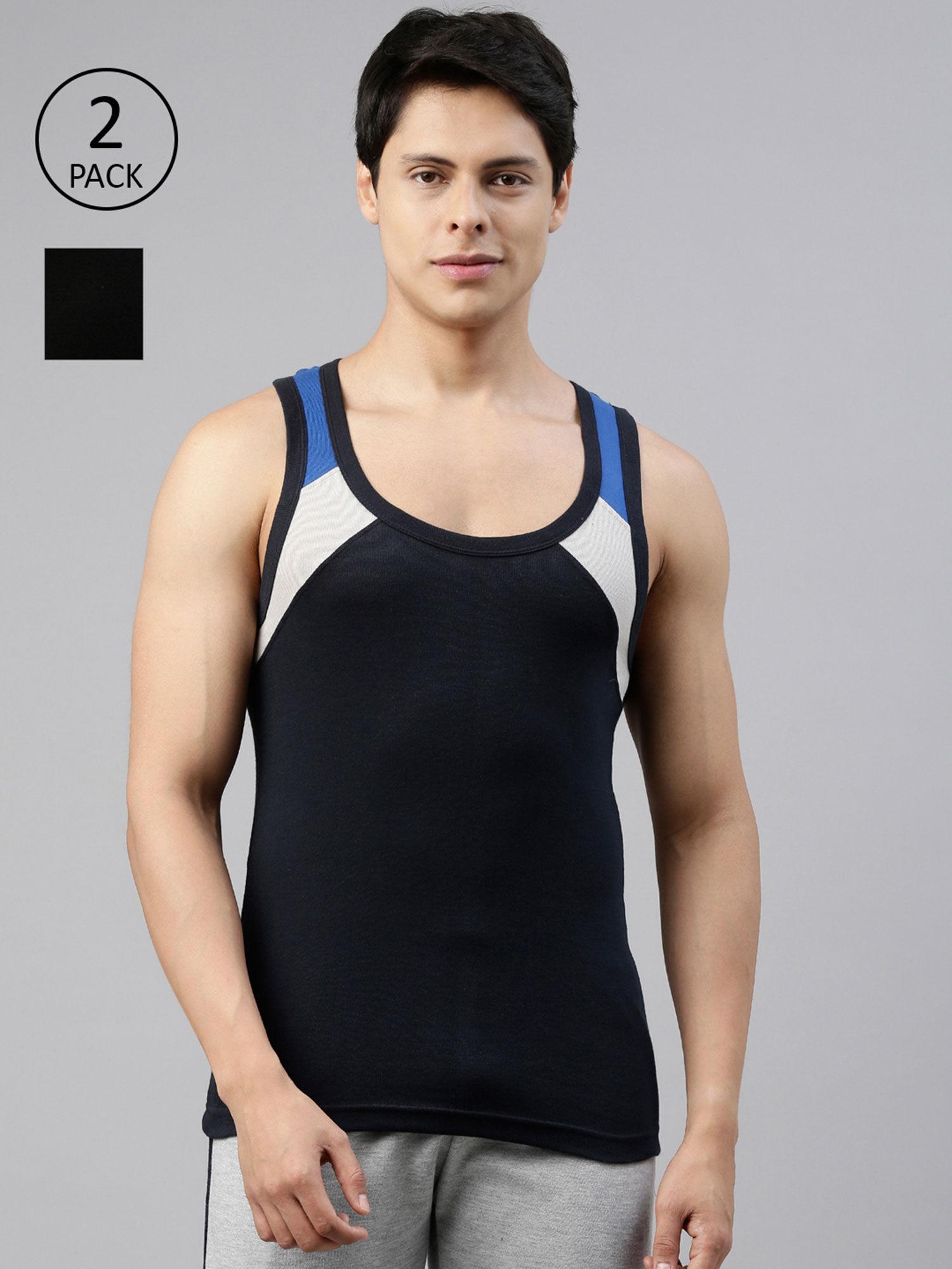 mens trendy gym vest body fit solid innerwear (pack of 2)