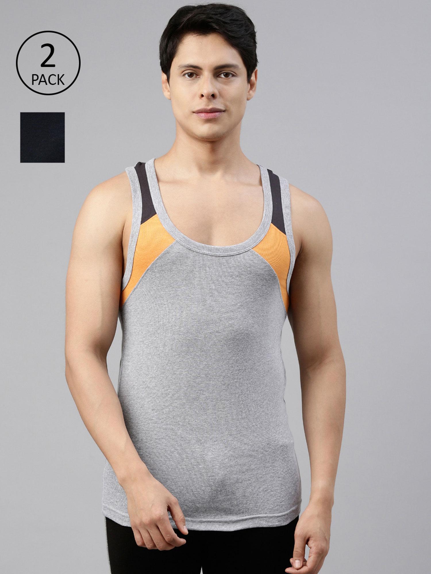 mens trendy gym vest body fit solid innerwear (pack of 2)