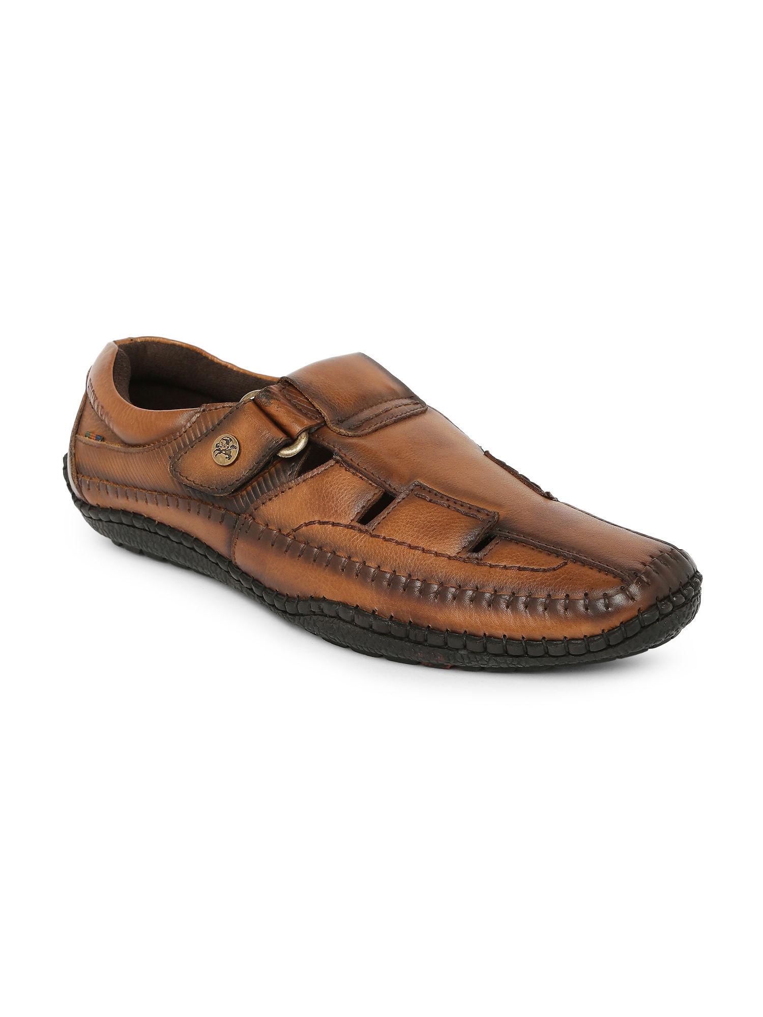 mens uv oilpul natural leather tan casual closed sandals