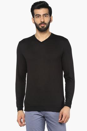 mens v-neck solid t-shirt - black