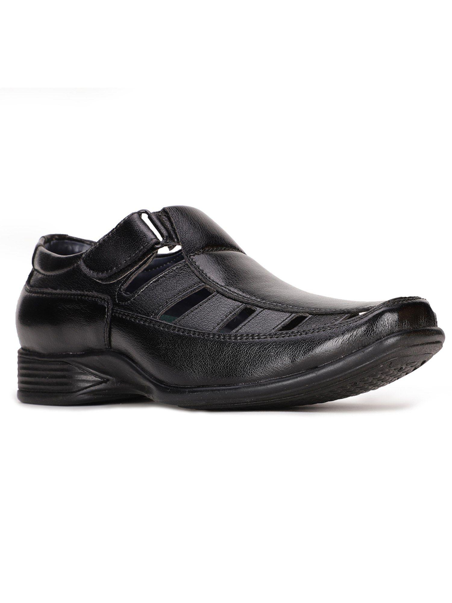 mens velcro casual sandals black