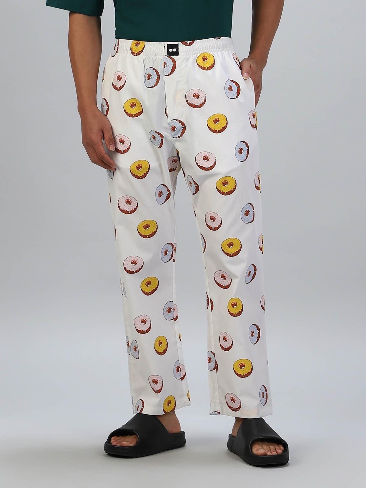 mens white all over printed pyjama