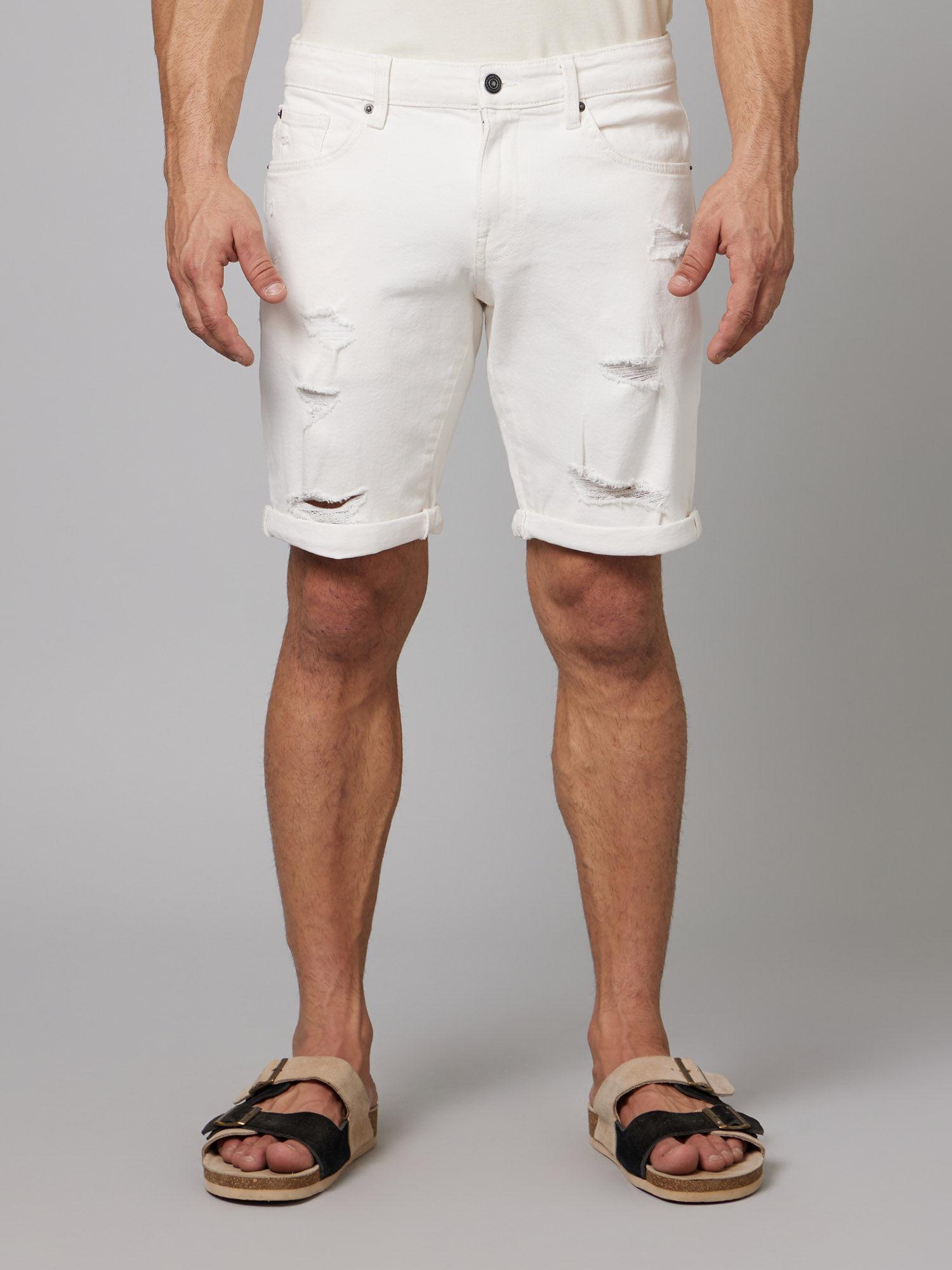 mens white denim bermuda shorts