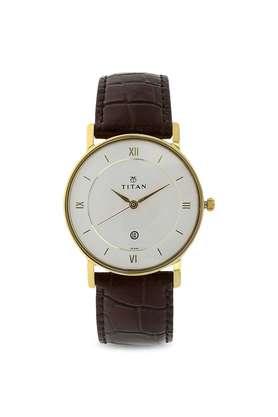 mens white dial leather analogue watch - nk9162yl01