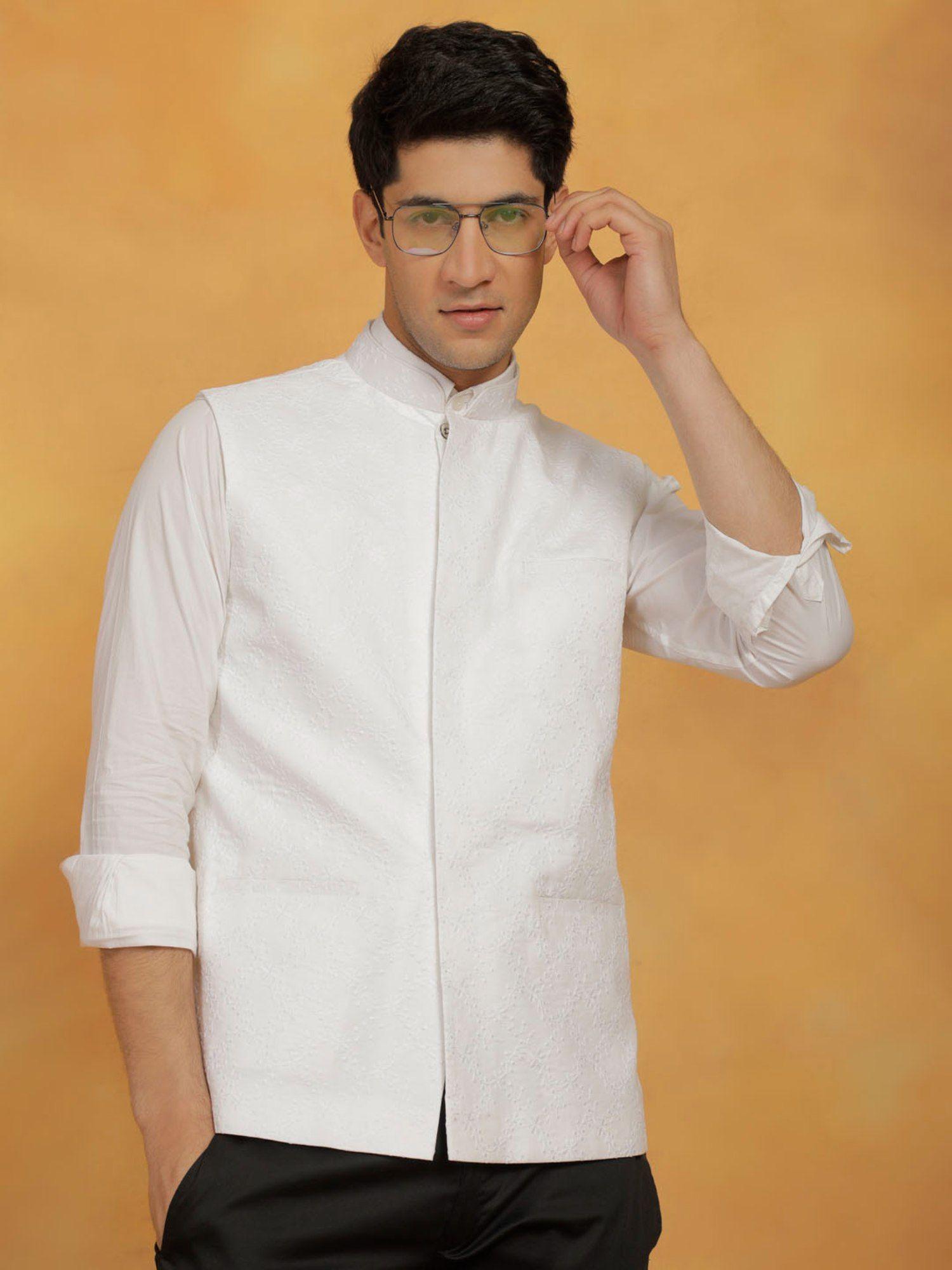 mens white nehru jacket