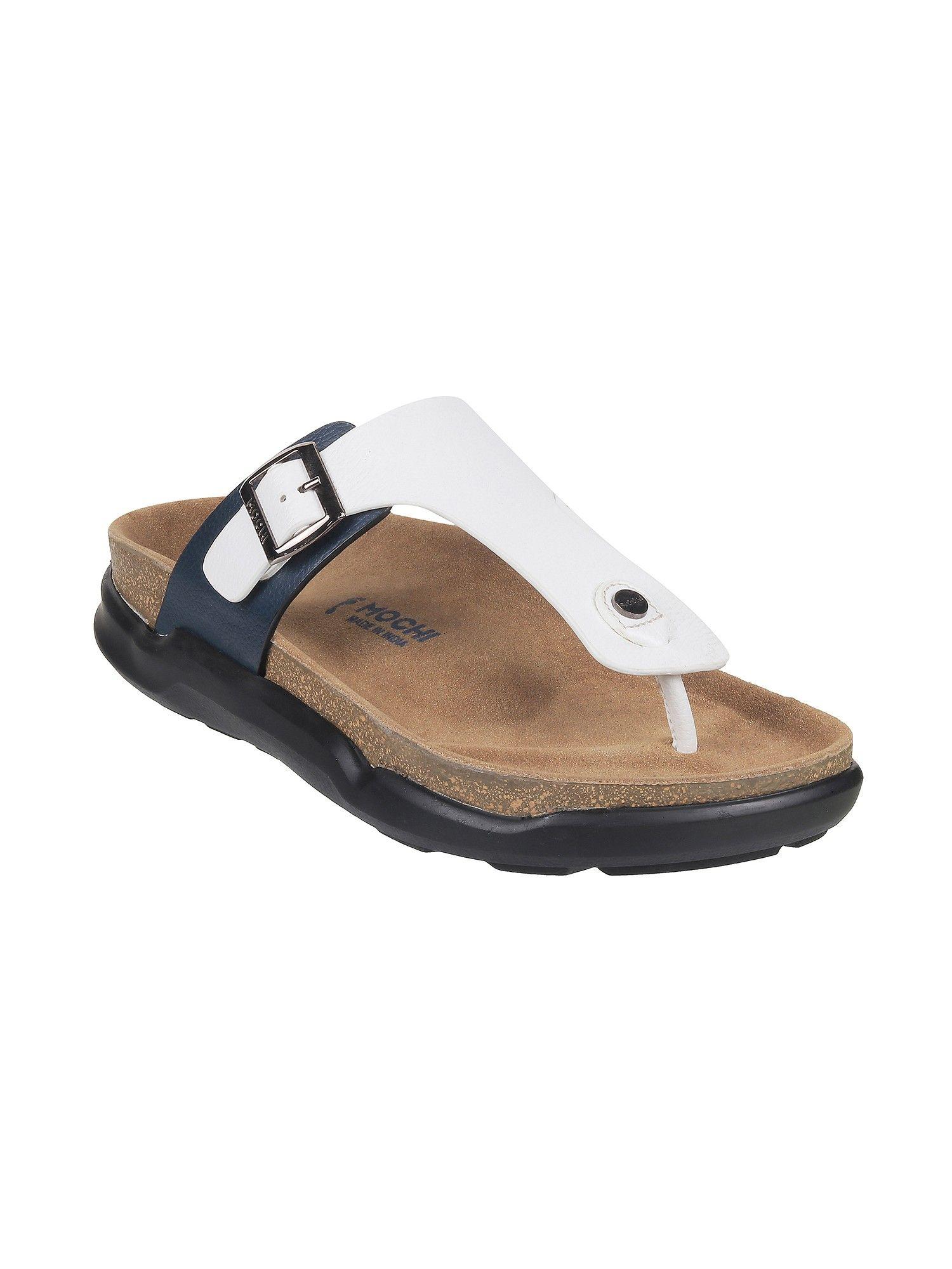 mens white synthetic solid-plain sandals