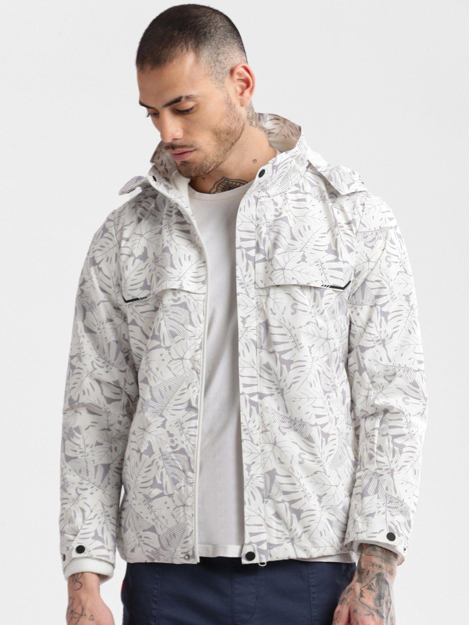 mens white tailored oversized jacket with detachable hood & fleece inner (set of 2)