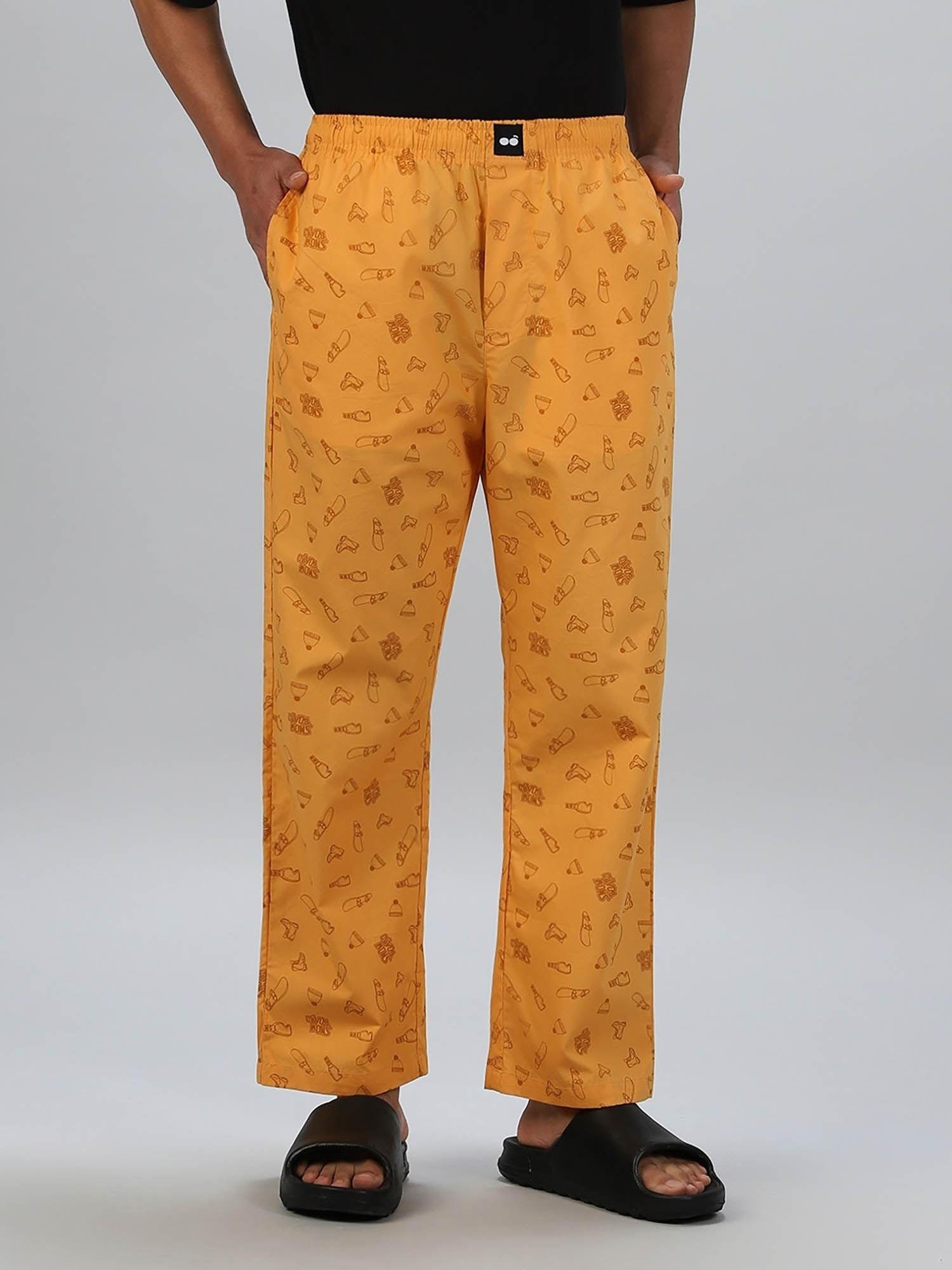 mens yellow all over printed pyjama