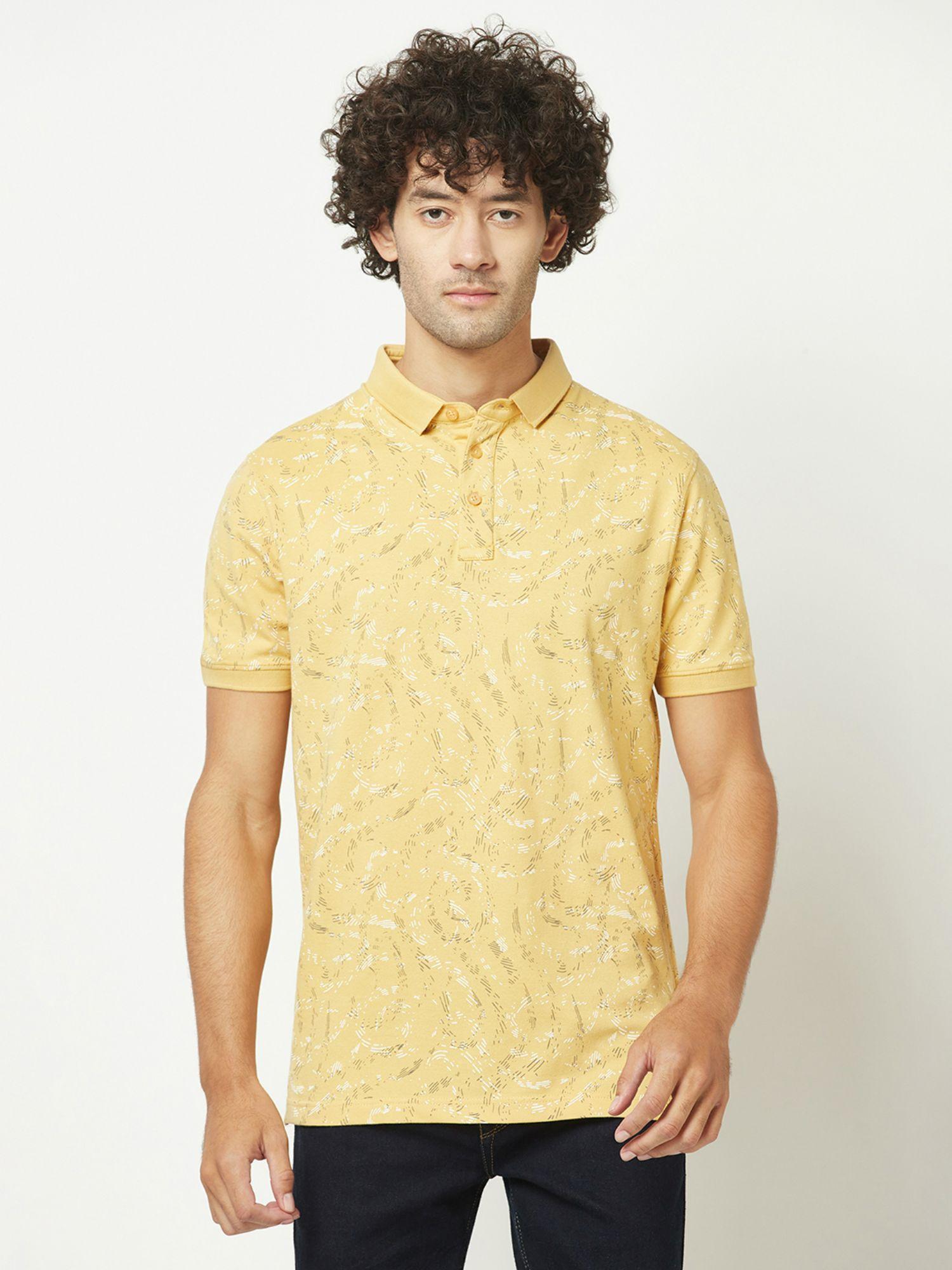 mens yellow printed t-shirt