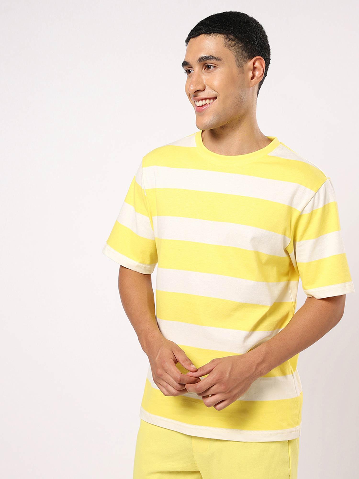 mens yellow stripes oversized t-shirt