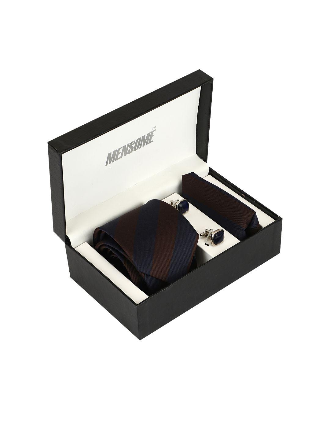 mensome men brown & navy blue accessory gift set