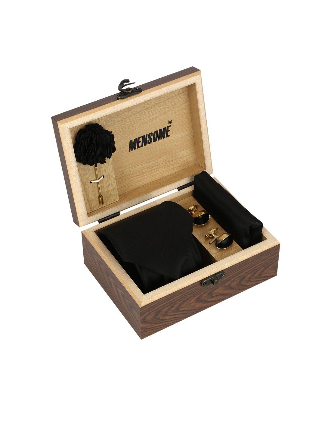 mensome men black & gold-toned accessory gift set