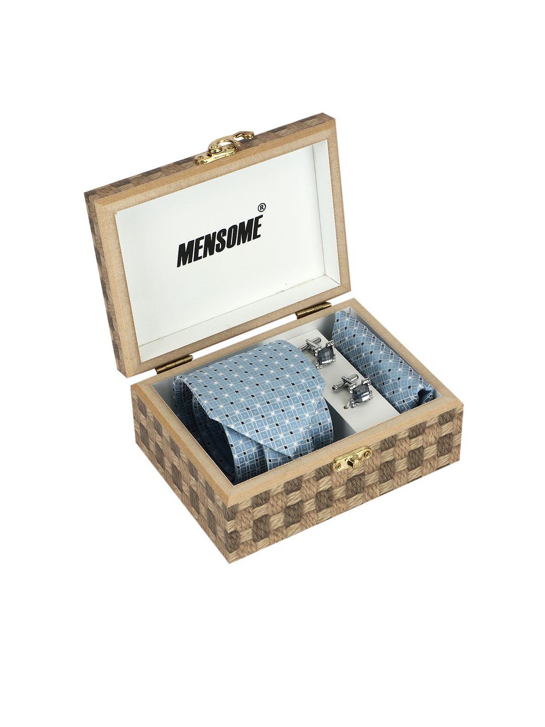 mensome men blue & white accessory gift set