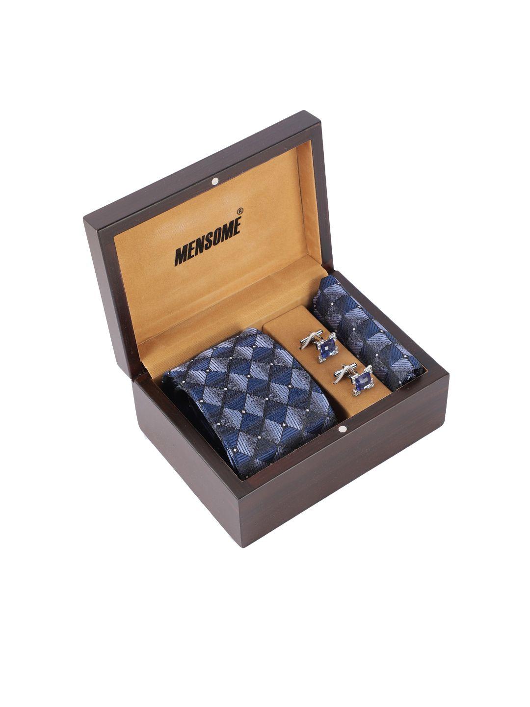 mensome men blue printed accessory gift set