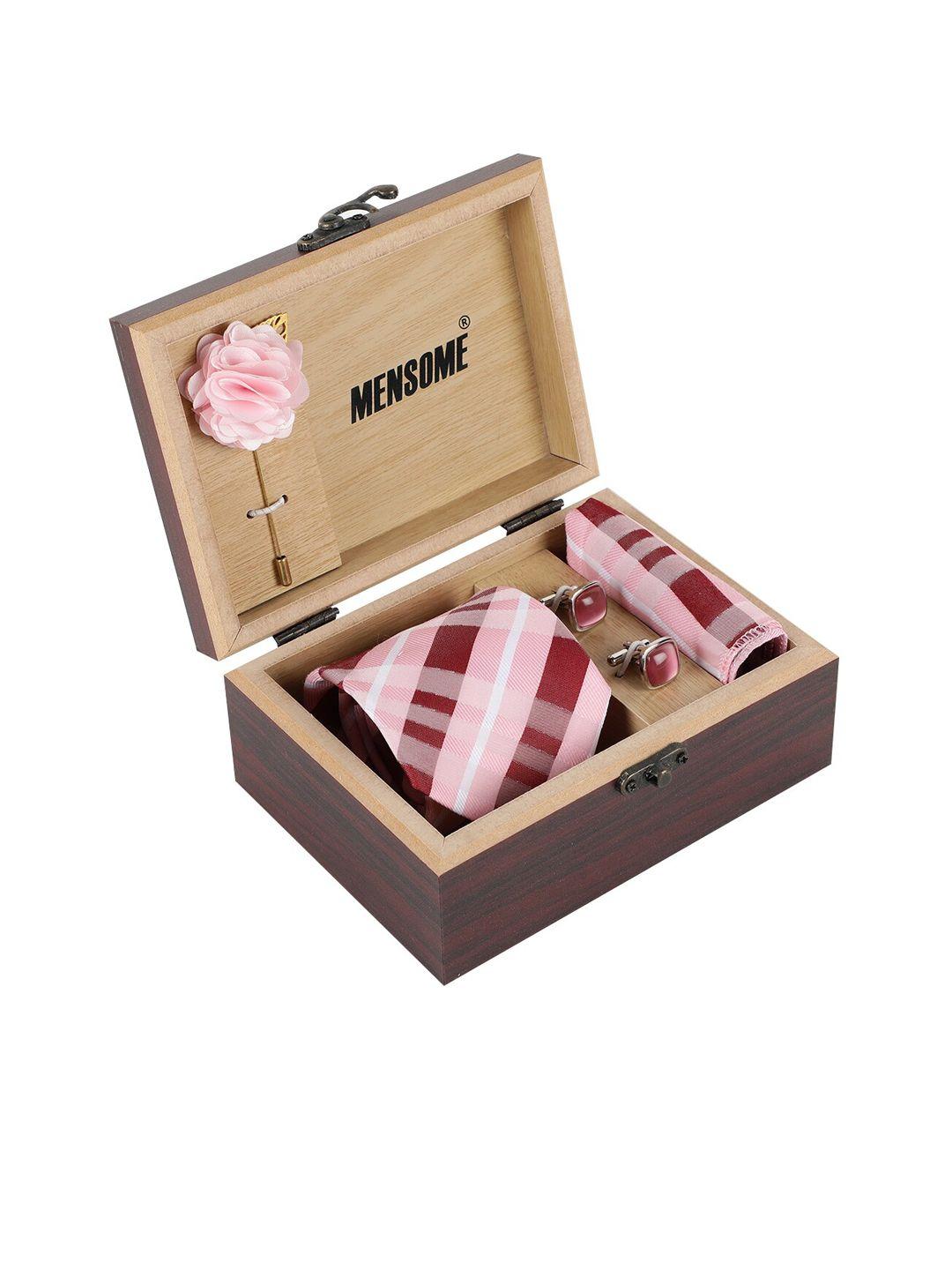 mensome men pink & maroon accessory gift set