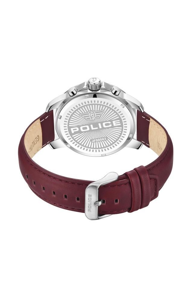 mensor quartz 44 mm maroon dial leather analog watch for men