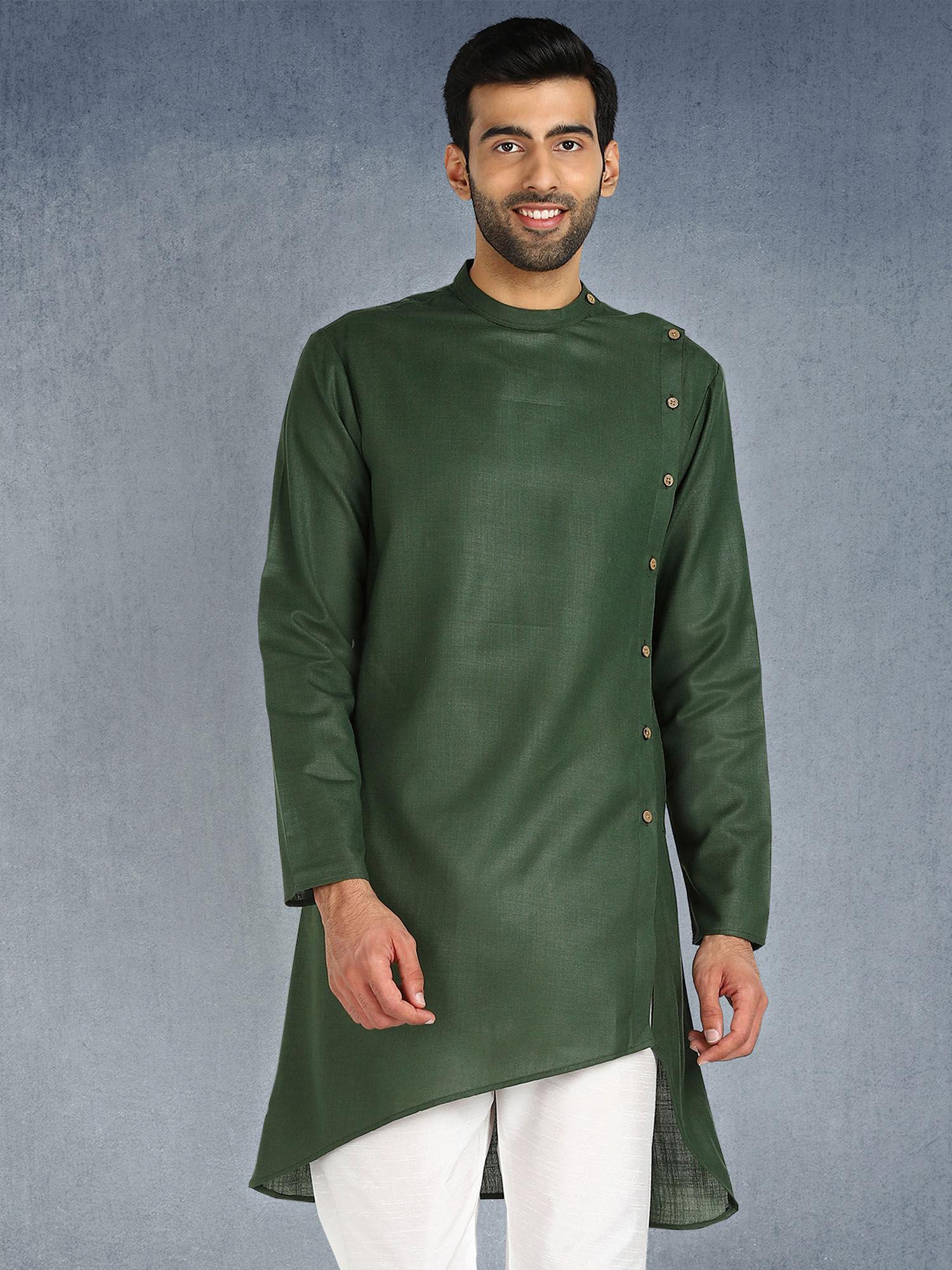 menswear green aline ruby long kurta