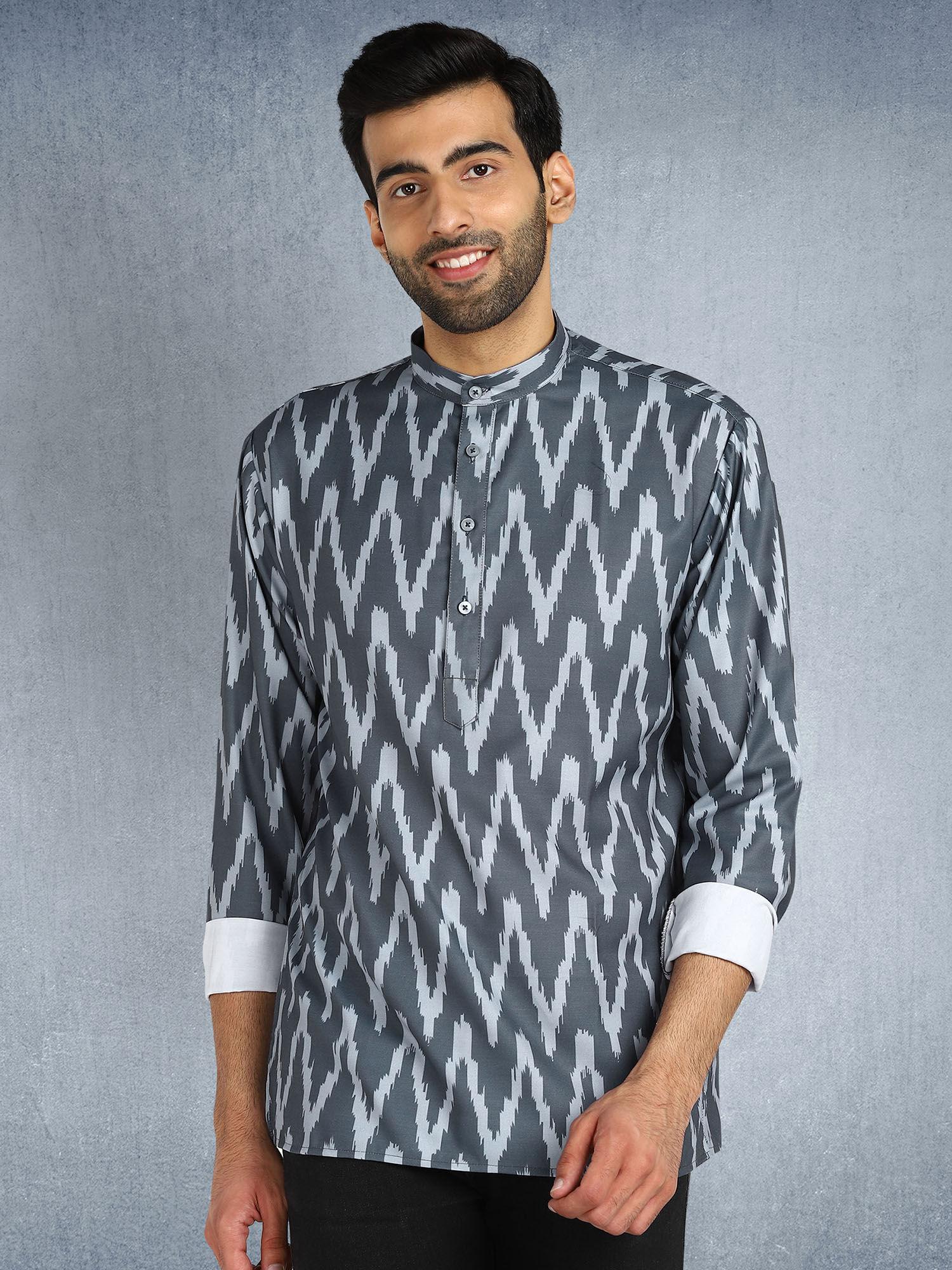 menswear grey short kurta