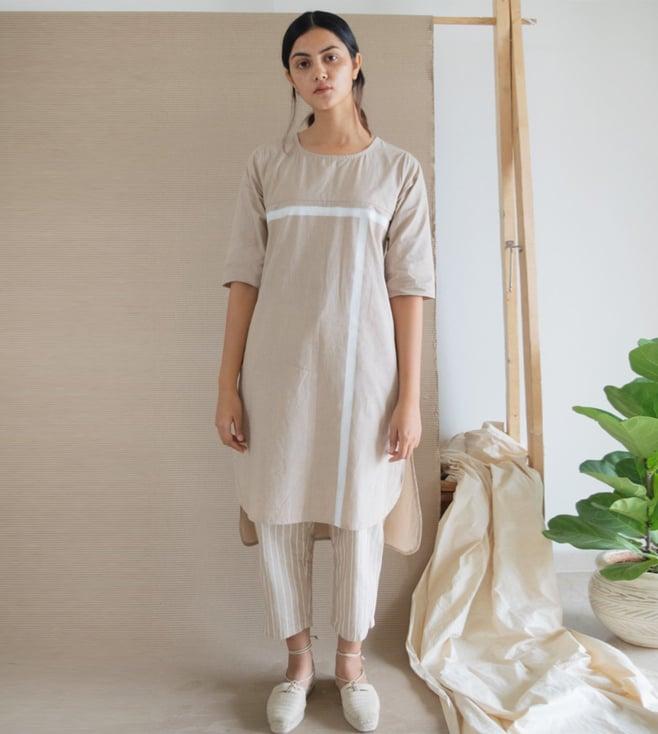 merakus beige high low tunic