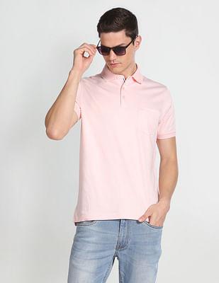 mercerised cotton solid polo shirt