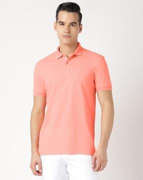 mercerised cotton regular fit polo t-shirt