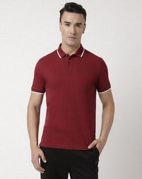 mercerized cotton polo regular fit t-shirt with logo badge