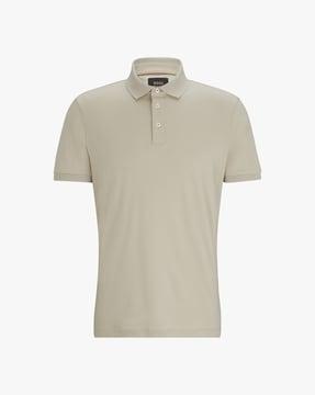 mercerized cotton regular fit polo t-shirt with mother-of-pearl buttons