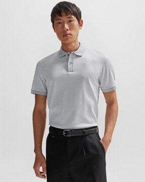 mercerized finish structured regular fit cotton polo t-shirt