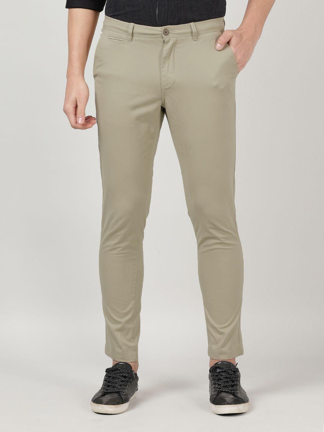 merchant marine men beige slim fit chinos trousers