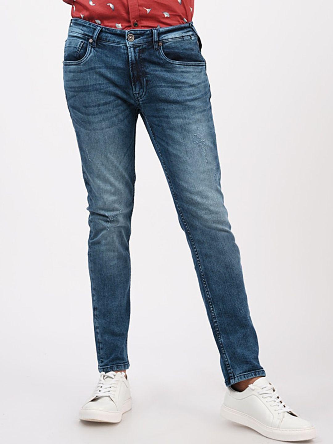 merchant marine men blue slim fit heavy fade jeans
