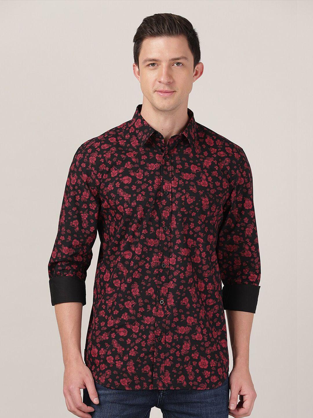 merchant marine men classic slim fit floral printed casual cotton shirt