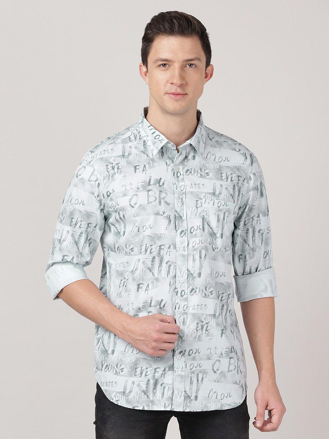 merchant marine men classic slim fit printed casual pure cotton shirt