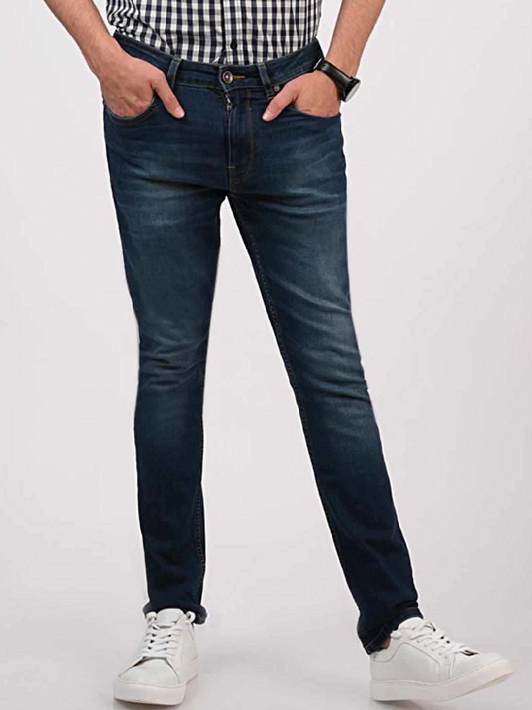 merchant marine men navy blue slim fit light fade jeans