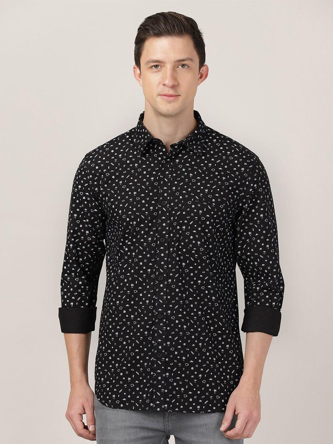 merchant marine men slim fit printed pure cotton casual shirt