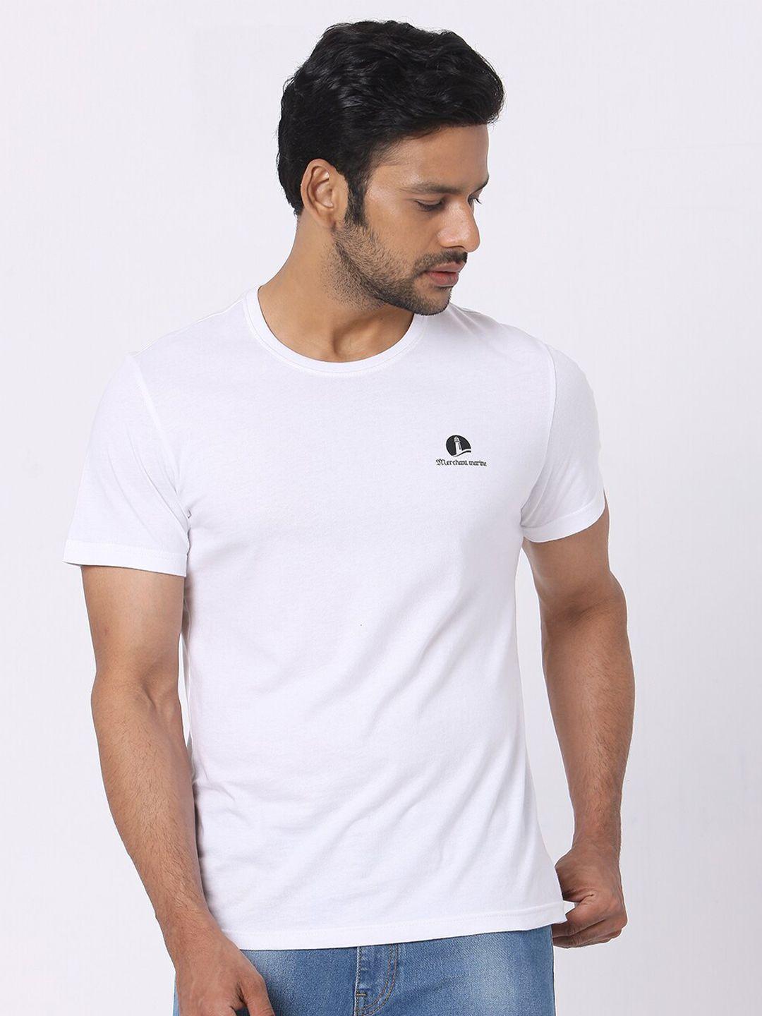 merchant marine men white pure cotton outdoor t-shirt