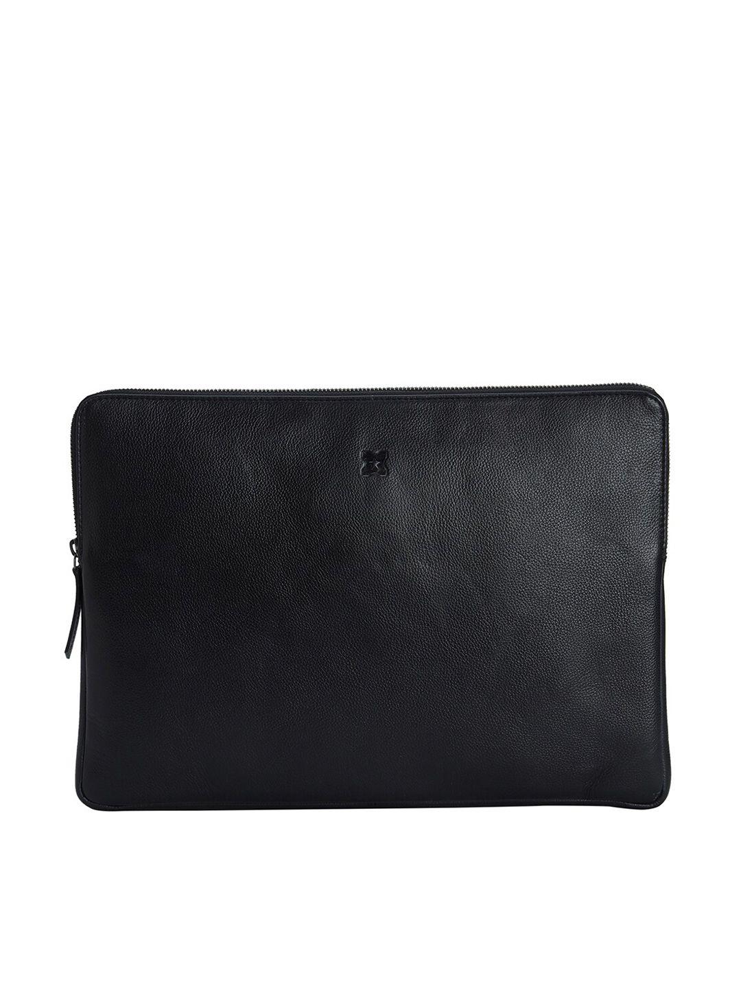 merecer melhor unisex black solid leather laptop sleeve