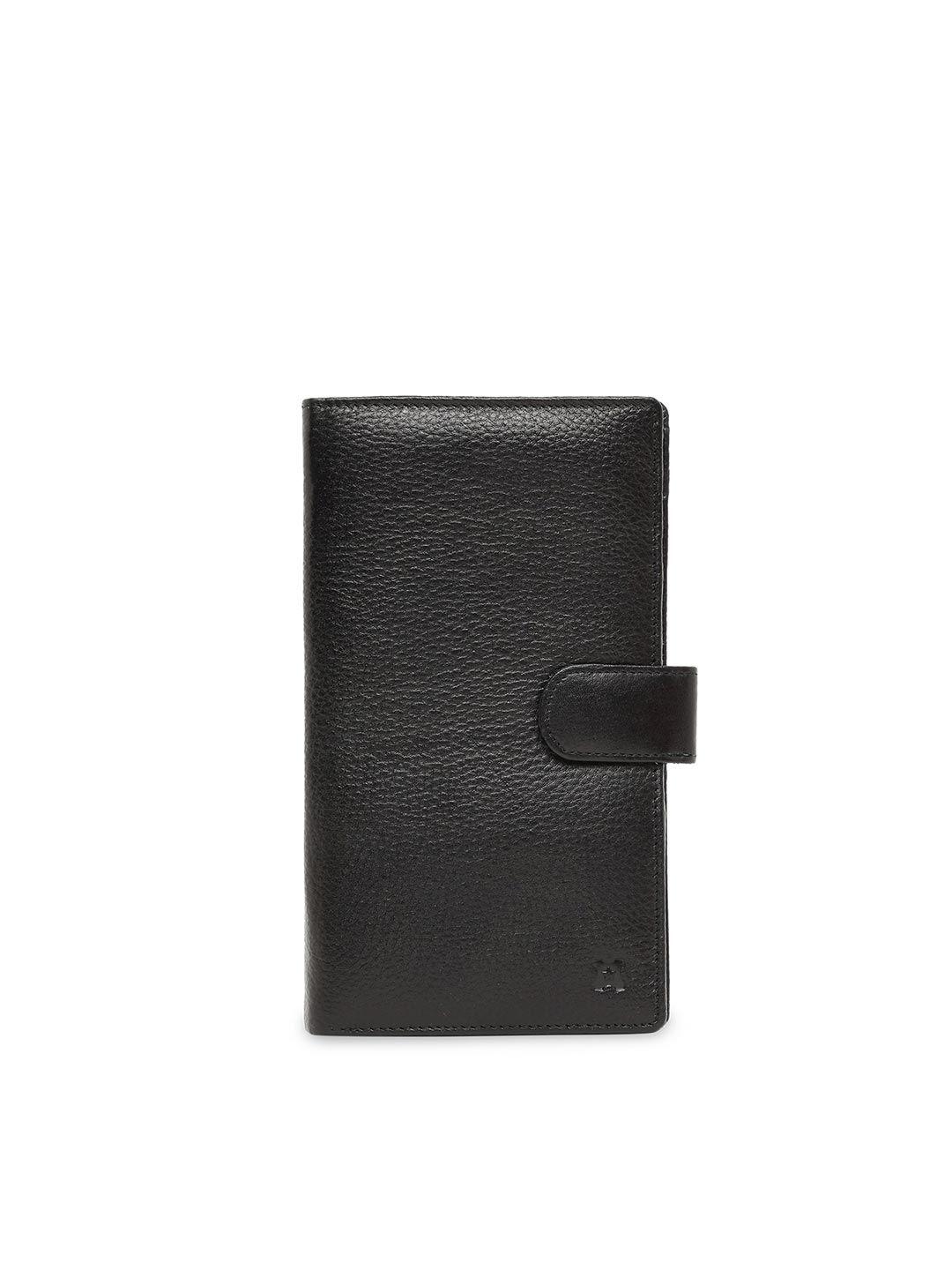 merecer melhor unisex black solid leather passport holder with sim card holder
