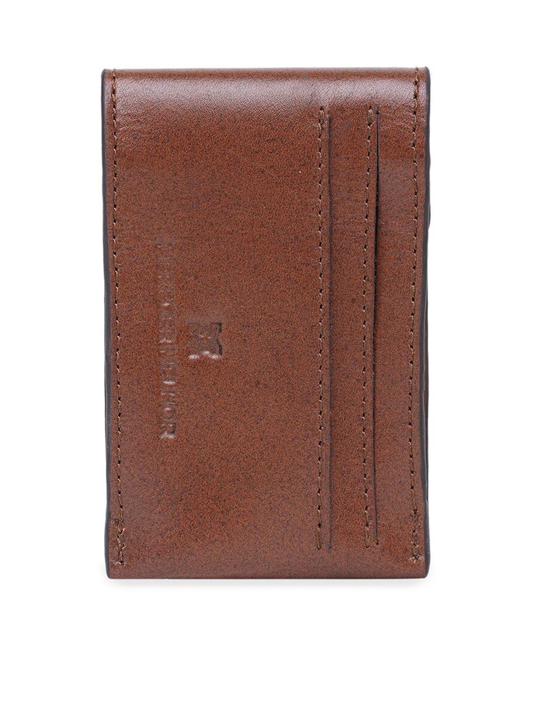 merecer melhor unisex brown solid leather card holder