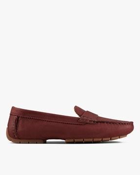 merlot leather slip-on shoes